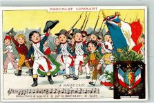 Chocolat Lombart Patriotik WK I Hymne Frankreich Wappen AK Schokolade Lithographie