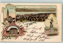 Stäfa Kirche Patrioten-Denkmal Schule Künzli 1900 Lithographie
