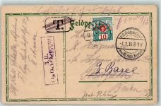 Basel Bâle Nachgebühr Taxe Stempel Feldpost WK I K. D. Feldpostamt des VI. Res. Korps Phila Schweiz 1915
