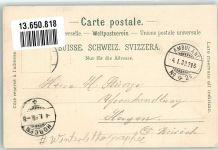 8640 Rapperswil SG 1899 Winterlithographie Kirche mit Schloss bei Nacht