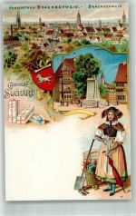 W3300 Braunschweig Nr. 11 Tracht Wappen Suchard Schokolade 1900 Lithographie / Künstlerkarte