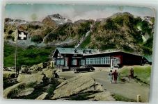 Grimsel 1958 Foto AK Hotel Alpenrösli Auto Omnibus