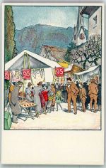 8636 Wald ZH Künstlersteindruck Marktszene Jahrmarkt