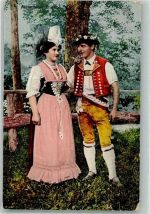 Frau u. Mann Tracht Schweiz Foto AK