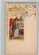 Wien 11. Bezirk, Simmering Gruss aus Galizien Tracht Werbung Victor Schmidt & Söhne Lithographie Schokolade 1899 BOAKC