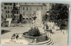 1700 Fribourg Freiburg Foto AK Rathaus Denkmal Brunnen