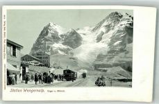 Wengernalp Foto AK Bahnhof Wengernalp Zahnradbahn Jungfraubahn Eiger Mönch