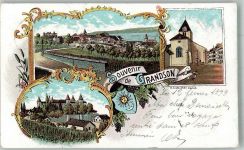 1422 Grandson 1899 Lithographie Schloss Kirche