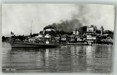 1260 Nyon Foto AK Dampfschiff Schloss Hafen