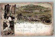 3860 Meiringen 1898 Lithographie Bahnpost Zug 95 Aareschlucht Reichenbachfall