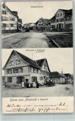 9315 Neukirch Egnach 1906 Foto AK Gasthaus und Metzgerei zum Schäfli Straßenansicht