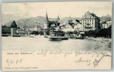 6000 Luzern Lucerne 1898 Foto AK Hafen Kirche Schloss