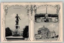 8712 Stäfa 1907 Foto AK Patrioten- Denkmal Postamt Leihkasse Brunnen