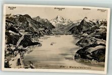 6440 Brunnen 1934 Foto AK Vierwaldstättersee Vogelschau