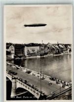 4000 Basel Bâle 1930 Foto AK Zeppelin Partie am Rhein