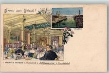 8000 Zürich Lithographie Gasthaus Bierhalle und Restaurant z, Schützengarten