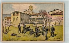 sign. P. Chiesa Schweizer Nationalspende Nr. 4 Innerer Dienst Militär Schweiz 1914 Künstlersteindruck