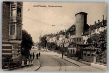 8200 Schaffhausen Sciaffusa 1916 Foto AK Grabenstrasse Straßenbahn Zensurstempel Überwachungsstelle