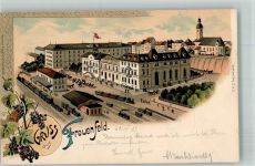 8500 Frauenfeld 1899 Lithographie Bahnhof Hotel Bahnhof Kirche