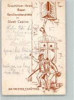 4000 Basel Bâle Gebrauchsspuren Schützenfest Feldschützen-Verein 1903 Einladung Karikatur