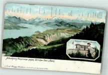 Albishorn 1906 Foto AK Gasthaus zum Albishorn Zürichsee und Alpen