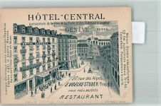 1200 Genève Genf 1900 Lithographie Hotel Central keine AK