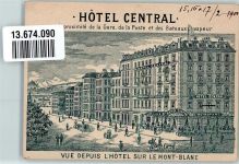 1200 Genève Genf 1900 Lithographie Hotel Central keine AK