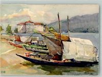 6614 Brissago 1955 Lithographie / Künstlerkarte Isola Bella Lago Maggiore