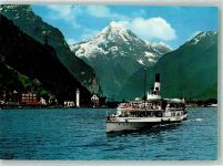 Raddampfer auf dem Vierwaldstättersee mit Bristenstock Photoglob 6226 Binnenschiff Foto AK