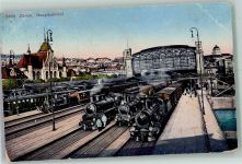 8000 Zürich 1922 Foto AK Hauptbahnhof Damplokomotiven