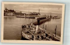 Romanshorn Hafen Raddampfer Helvetia Binnenschiff Foto AK
