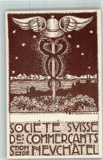 2000 Neuchâtel Neuenburg Lithographie Schweizer Händlergesellschaft