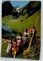 Seealpsee Foto AK Tracht Alphornbläser