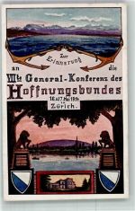 8000 Zürich Lithographie 7. General-Konferenz des Hoffnungsbundes 1914