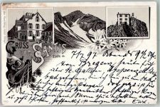 9050 Appenzell 1897 Lithographie Wetterstation Hotel Säntis Vorläufer