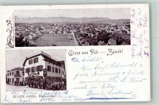 8630 Rüti ZH 1902 Gebrauchsspuren Bahnpost Zug 2276 Nr. 27 Gasthaus Gsell Riß geklebt
