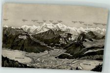 3800 Interlaken Foto AK Vogelschau Brienzer See Thuner See