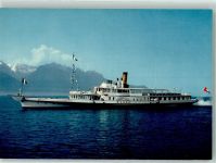 Raddampfer Le Rhone auf dem Genfersee Binnenschiff Foto AK