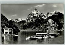 Sisikon Raddampfer Uri auf dem Vierwaldstättersee bei der Tellskapelle Binnenschiff Foto AK
