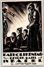 4000 Basel Bâle 1920 Lithographie Kath. Kirche Katholikentag 1920
