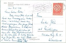 3920 Zermatt 1959 Foto AK Hüttenstempel Matterhorn- Hütte