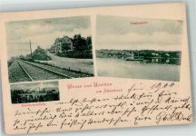 8713 Uerikon 1900 Foto AK Postamt Eisenbahnbrücke Hafen