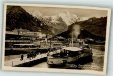 3800 Interlaken Foto AK Hafen Dampfschiffstation