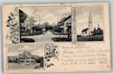 8596 Scherzingen 1903 Foto AK Gasthaus zur Post Kirche