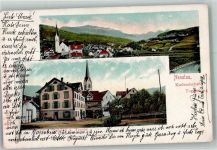 9650 Nesslau 1907 Foto AK Hotel Pension zur Traube Kirche