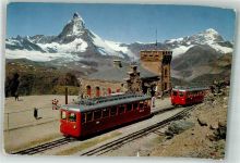 Gornergrat 1965 Foto AK Zahnradbahn Gornergratbahn Bahnhof Matterhorn