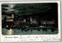 3700 Spiez 1899 Lithographie Thunersee Mondschein Bahnpost Zug 114 Nr. 25