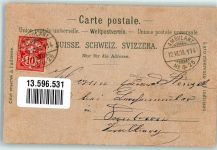 3700 Spiez 1899 Lithographie Thunersee Mondschein Bahnpost Zug 114 Nr. 25