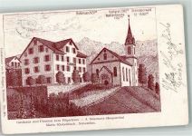 6383 Niederrickenbach Maria Rickenbach 1902 Radierung sign. Ringger, R. Gasthaus Pension zum Pilgerhaus Kirche Maria rRckenbach