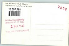 6215 Schwarzenbach 1942 Foto AK Gasthaus zum Löwen Ort handschriftlich Stempel Eidg.Landestopographie